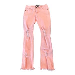 L&B Lucky & Blessed Pink Distressed Boyfriend‎ Jeans Raw Hem Womens Size 4